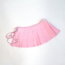 Load image into Gallery viewer, Pink Denim Side Lace Pleated Skirt