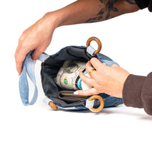 Load image into Gallery viewer, Denim Drawstring Clutch
