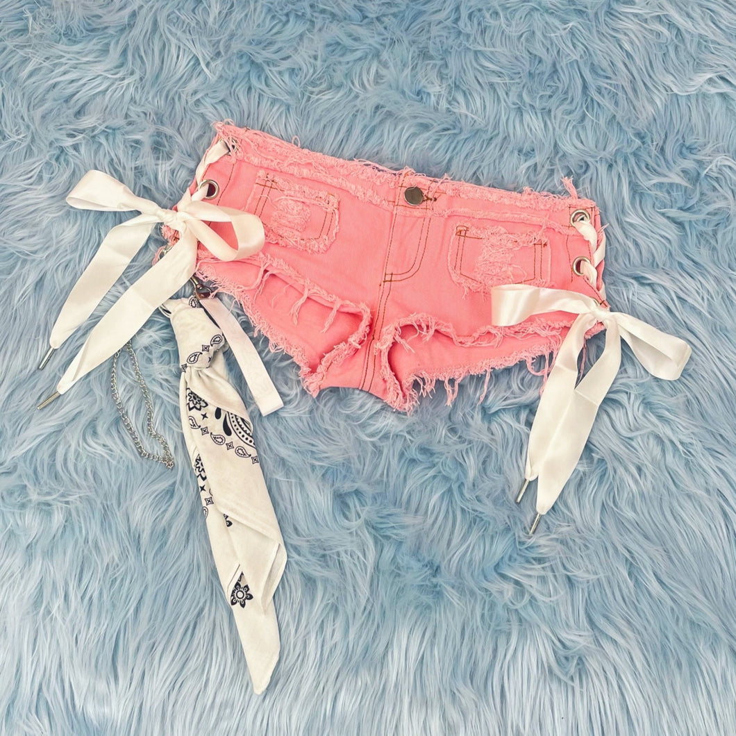 Pink Side Lace-Up Booty Shorts ✨